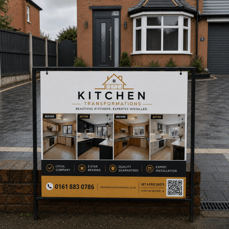 Custom Printed Site Board - Before and After